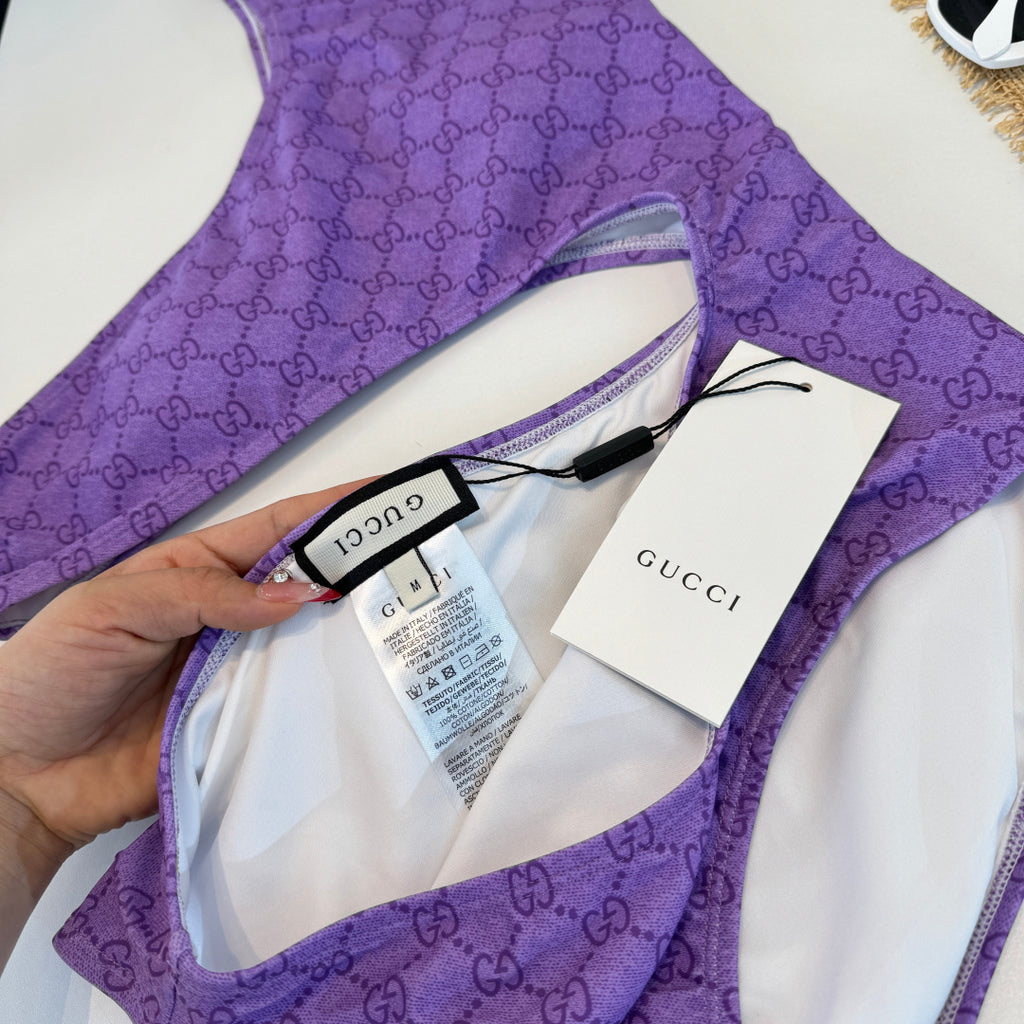 Gucci Inspired GG printed one-shoulder cutout swimsuit