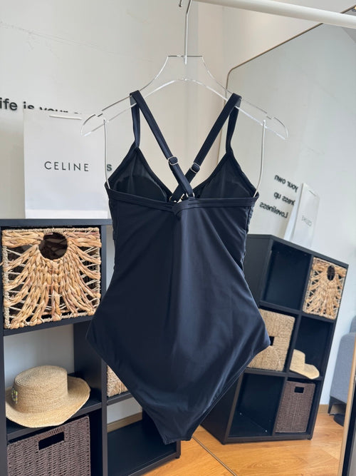 Celine Inspired One-Piece V-Neck Swimsuit