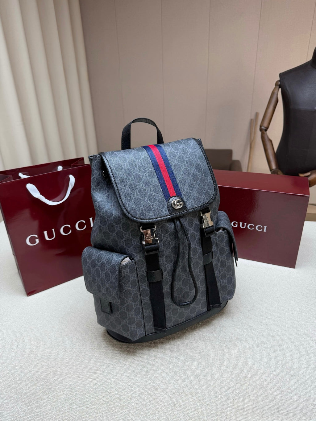 Gucci Inspired GG Black large backpack