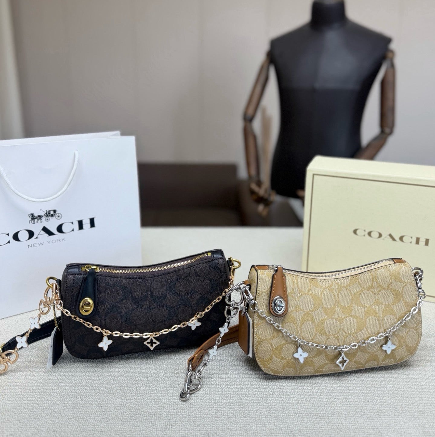 Coach Inspired Swinger 20 Crystal Signature Jacquard handbag