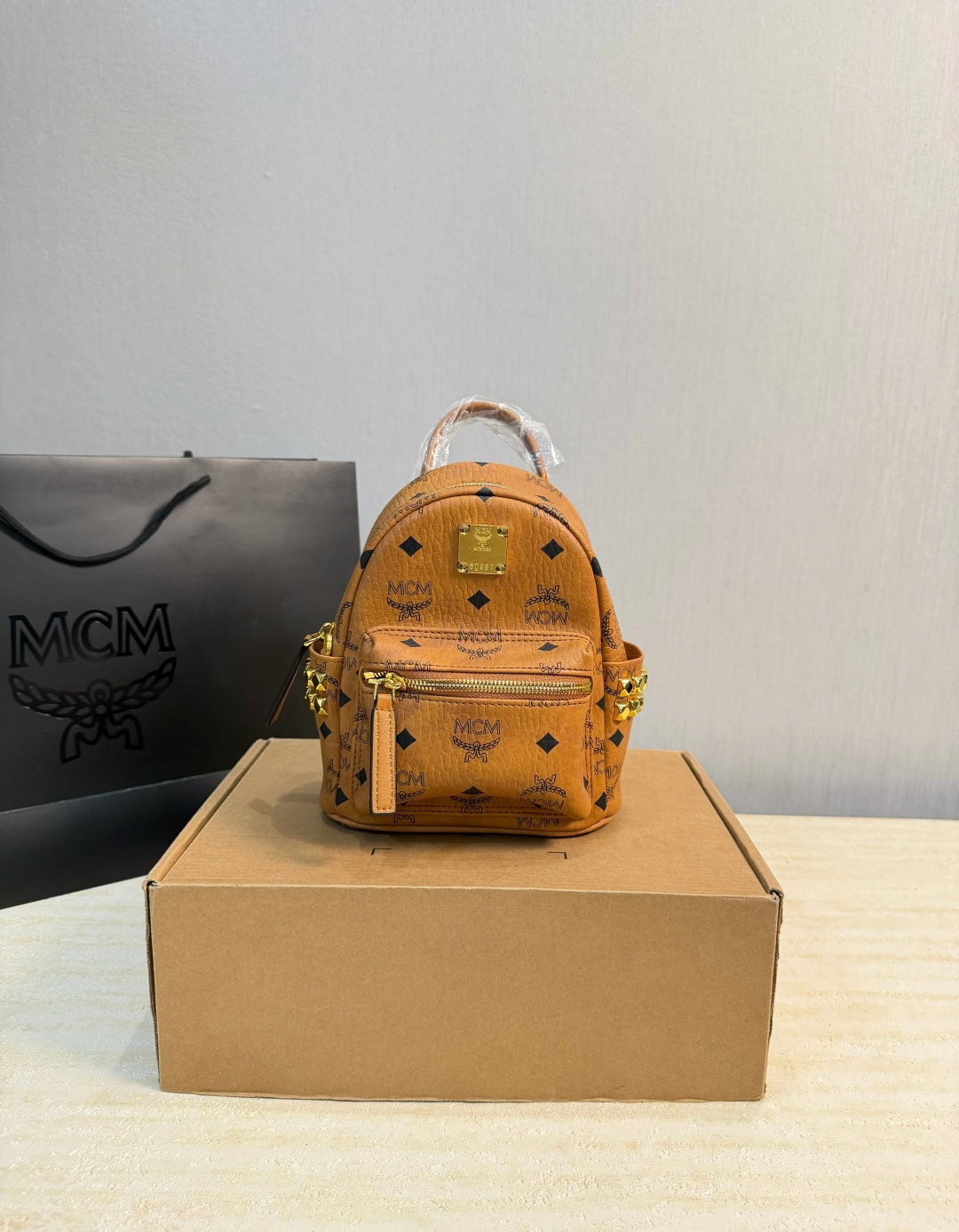 MCM Inspired Stark Bebe Boo Side Studs Backpack