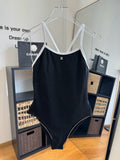 Chanel Inspired ribbed one-piece swimsuit