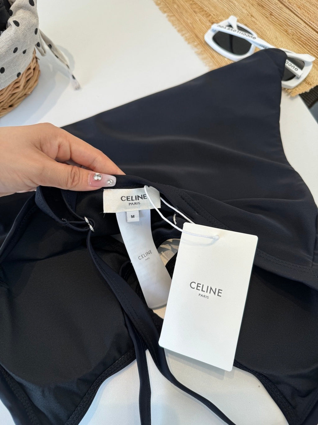 Celine Inspired One-Piece V-Neck Swimsuit