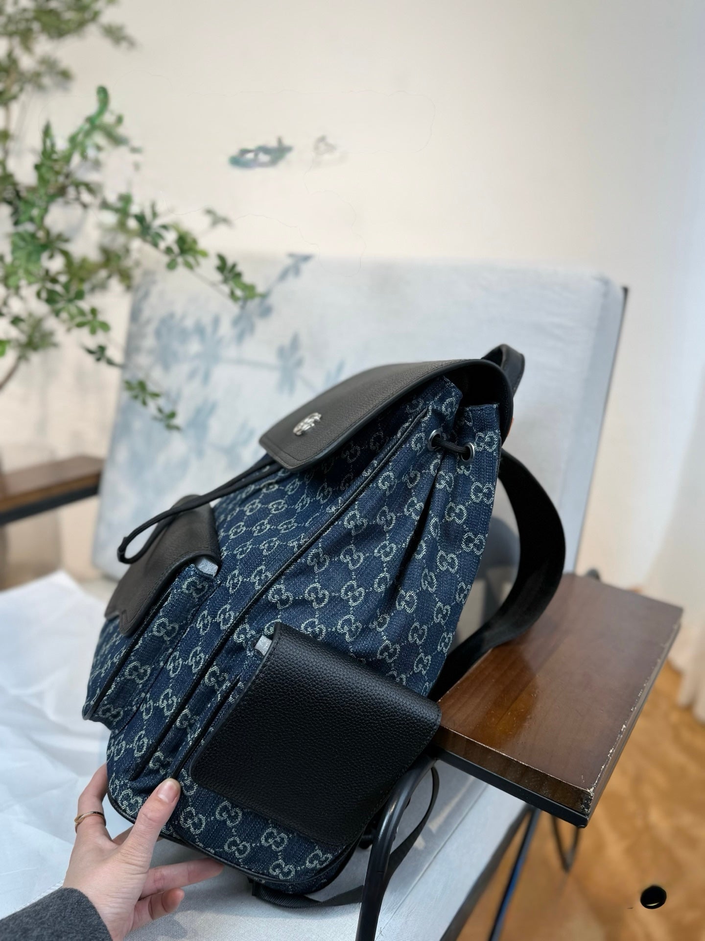 Gucci Inspired Denim Backpack