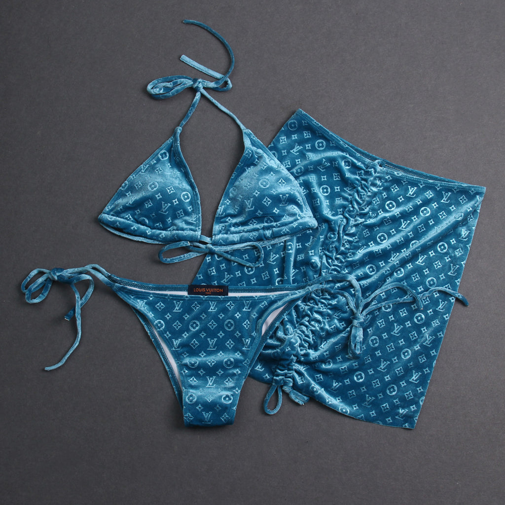 Louis Vuitton Inspired monogram velvet 3-piece bikini swimsuit set