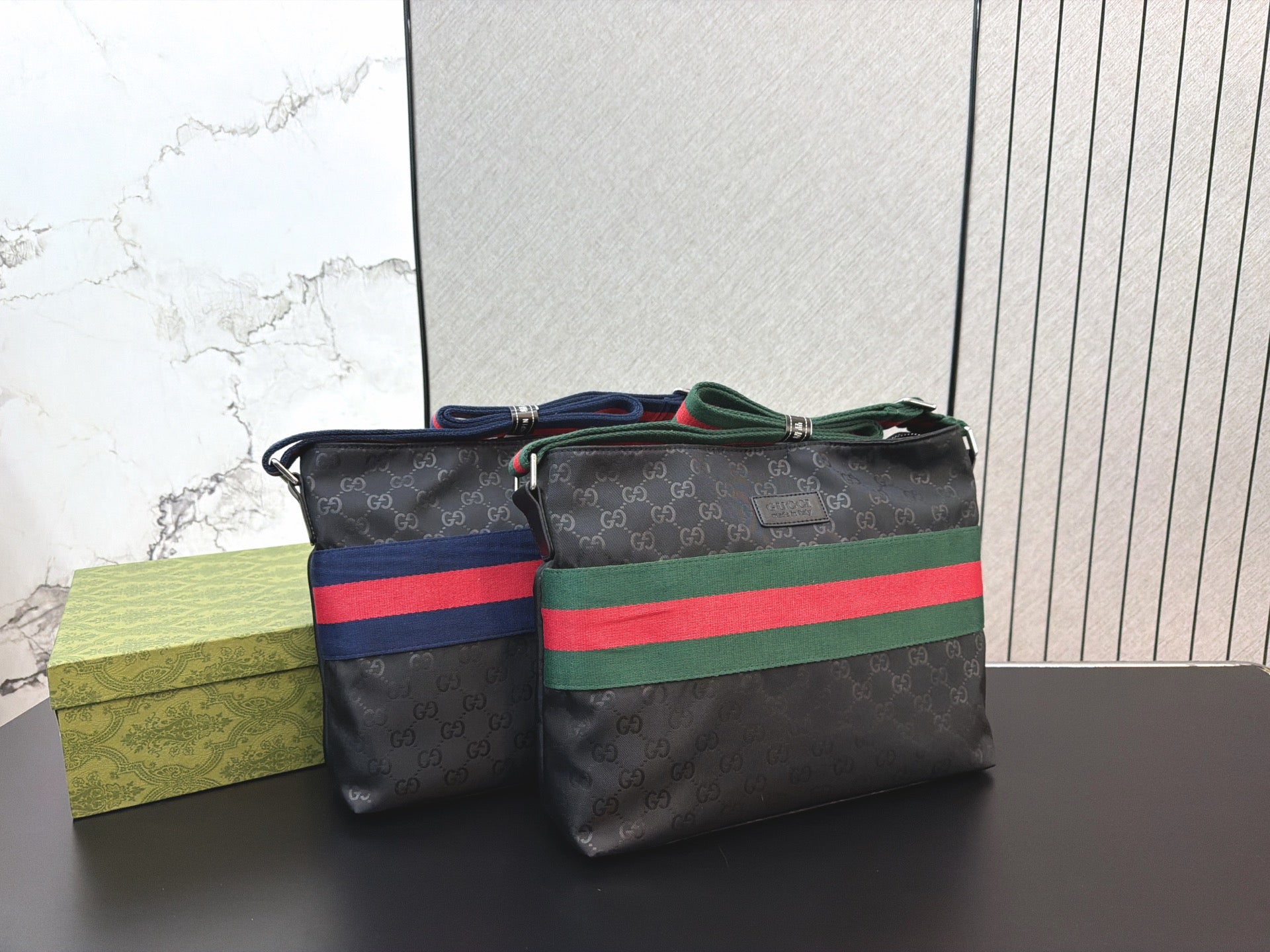 Gucci Inspired GG Canvas Sherry Line Web Messenger Bags