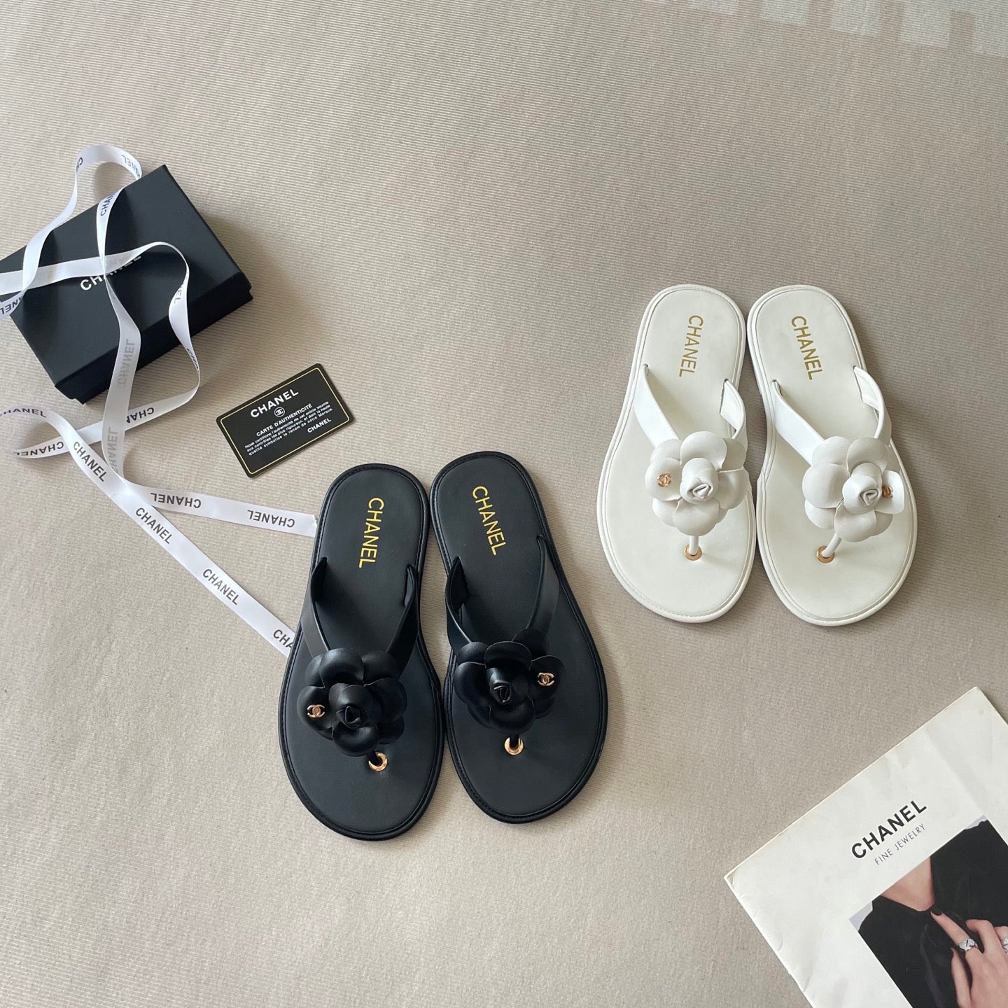 Chanel Inspired Camellia thong sandals