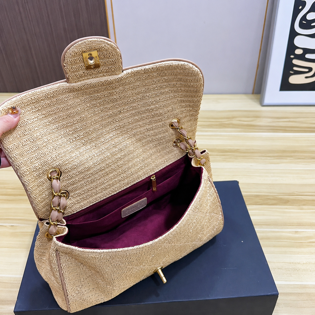 Chanel Inspired Raffia Flap Bag
