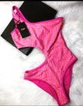 Fendi Inspired one-shoulder cut-out one-piece swimsuit